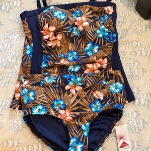 Navy Tropical Floral women’s ' two Piece Swimsuit